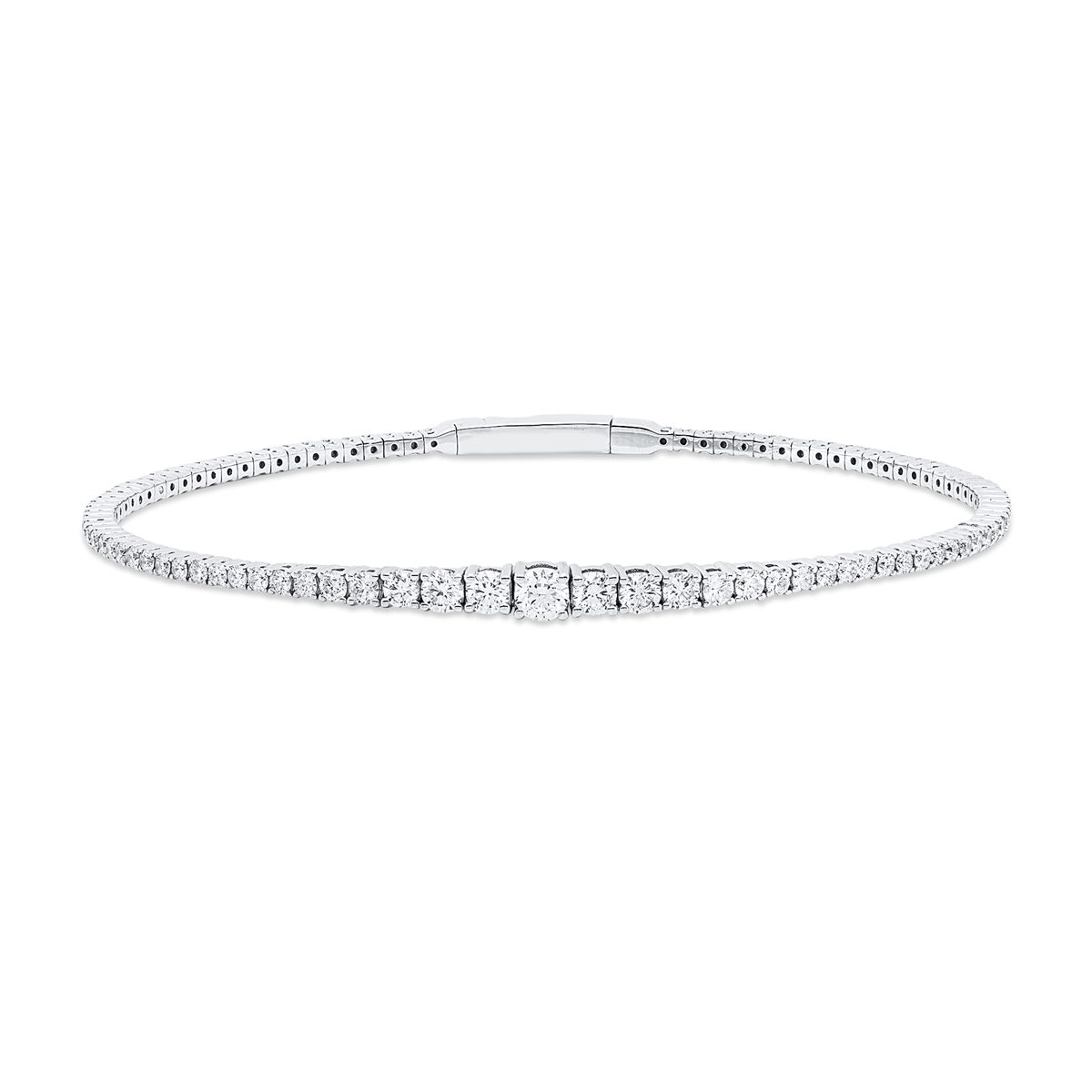 diamond full cut multi-stone bangle in white gold