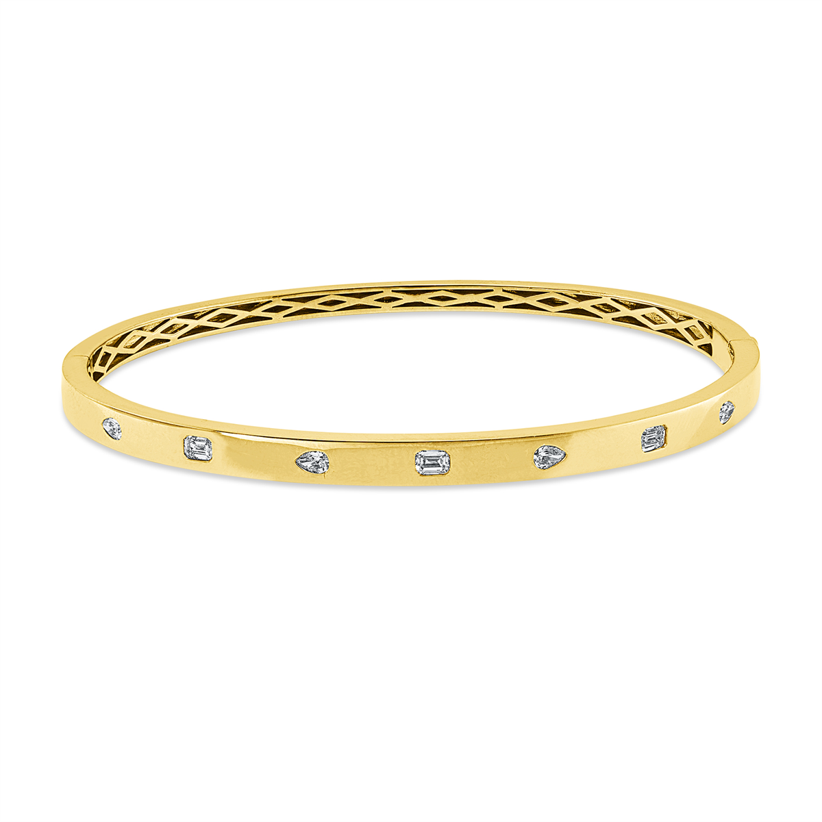 pear shape baguette bangle in yellow gold
