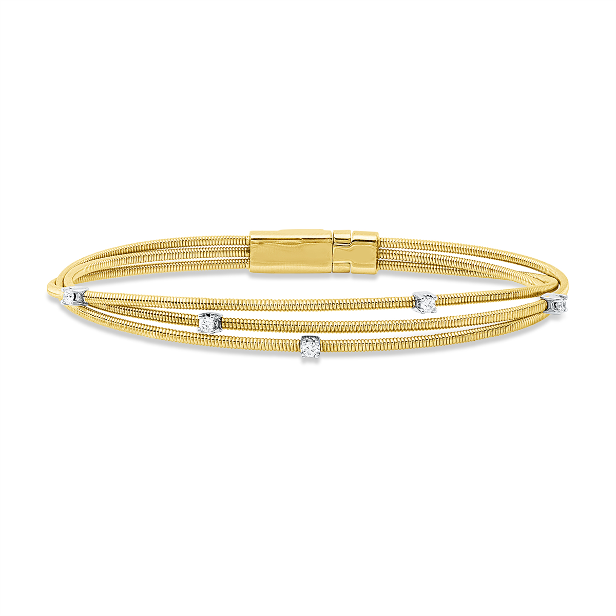 diamond full cut modern woman bangle in yellow gold / white gold