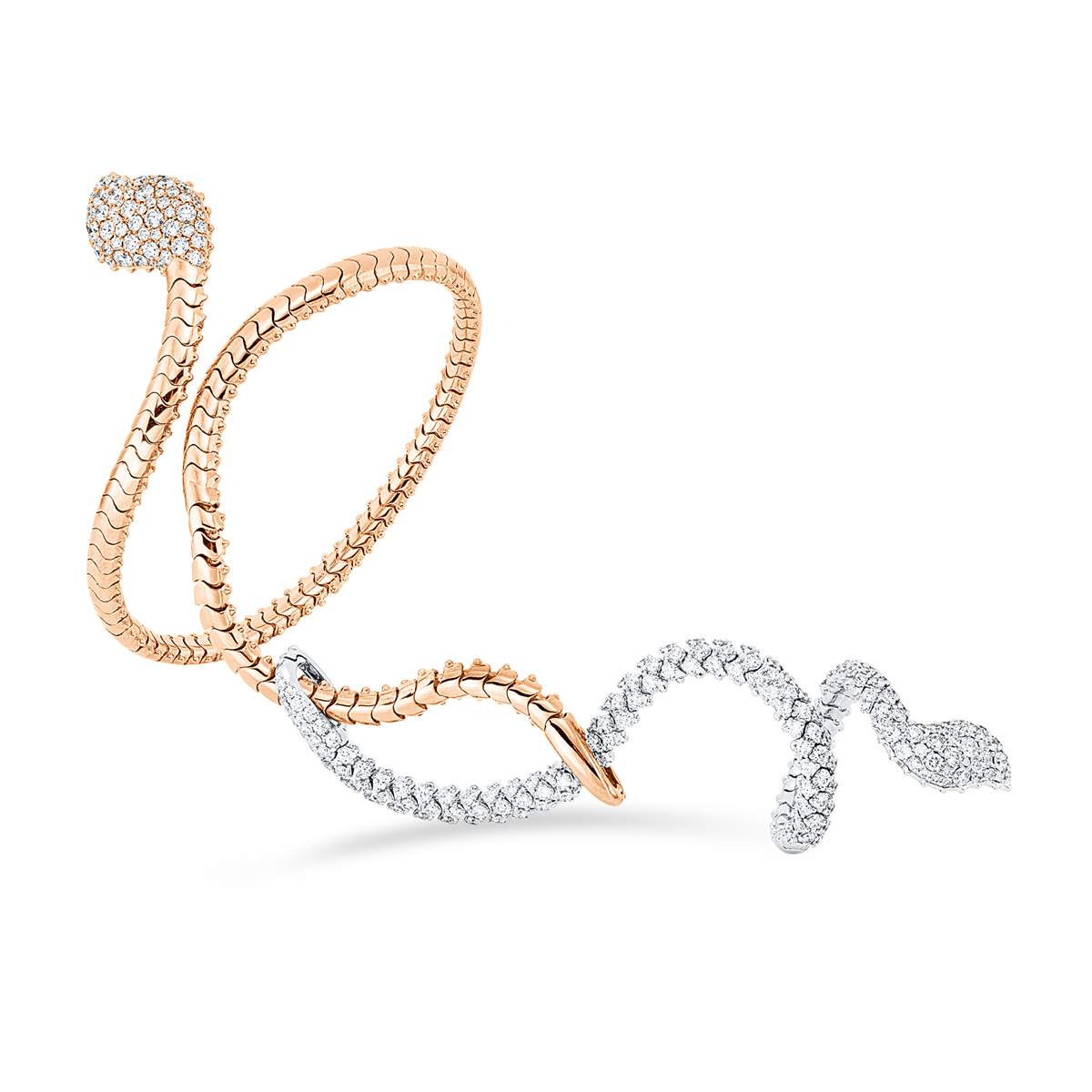 diamond full cut exclusive bangle in red gold / white gold