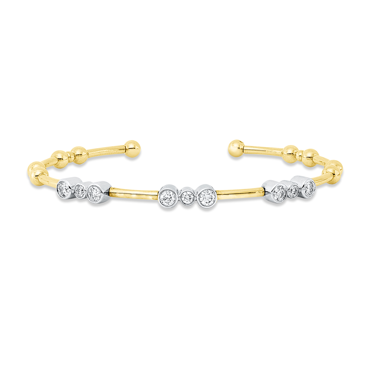 diamond full cut modern woman bangle in yellow gold / white gold
