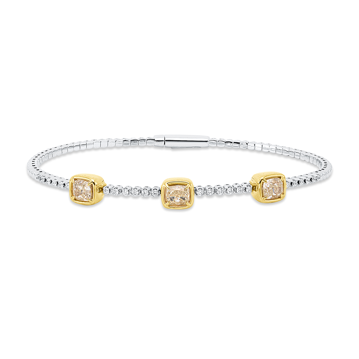 diamond full cut fancy colored diamond bangle in yellow gold platinum 950