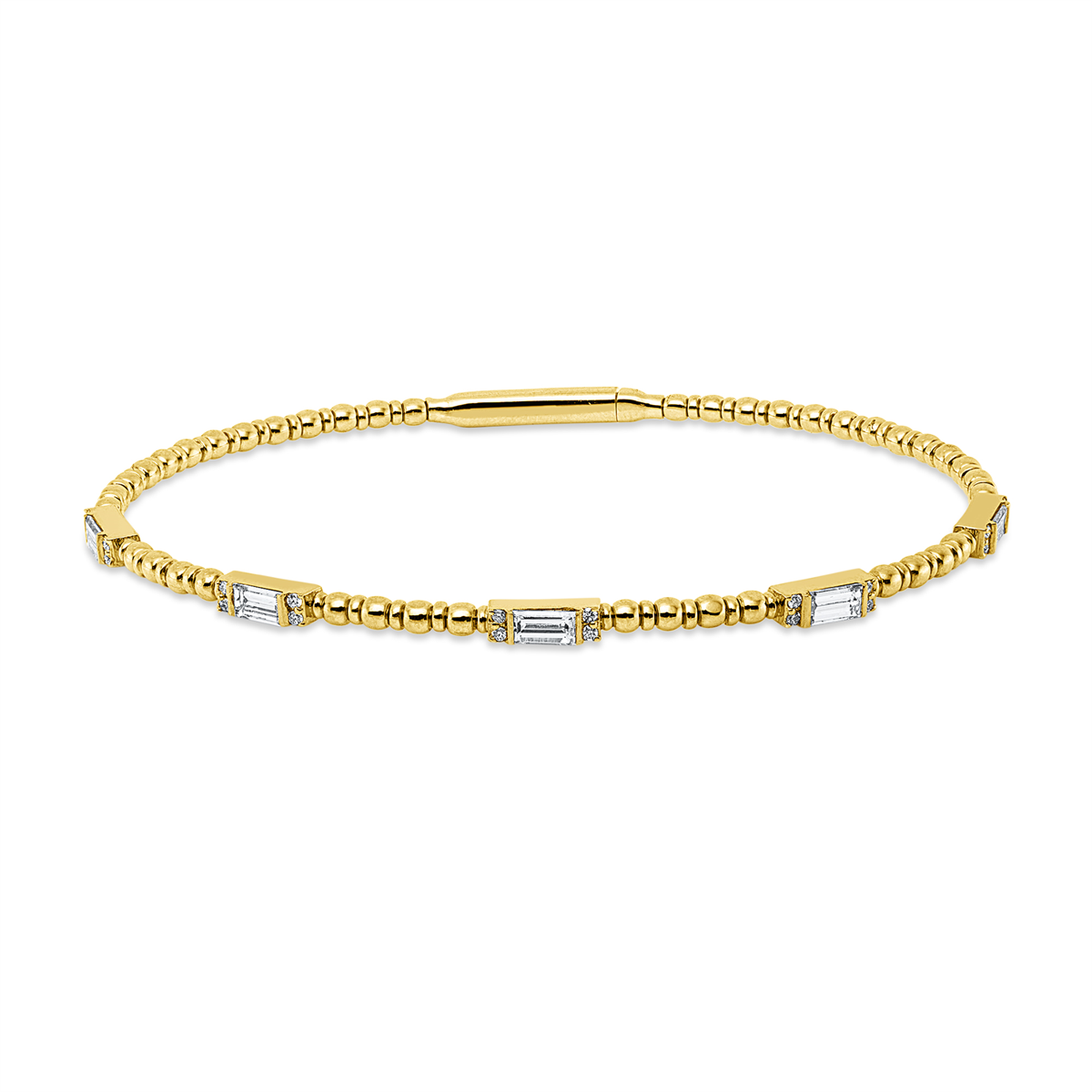 diamond full cut baguette bangle in yellow gold
