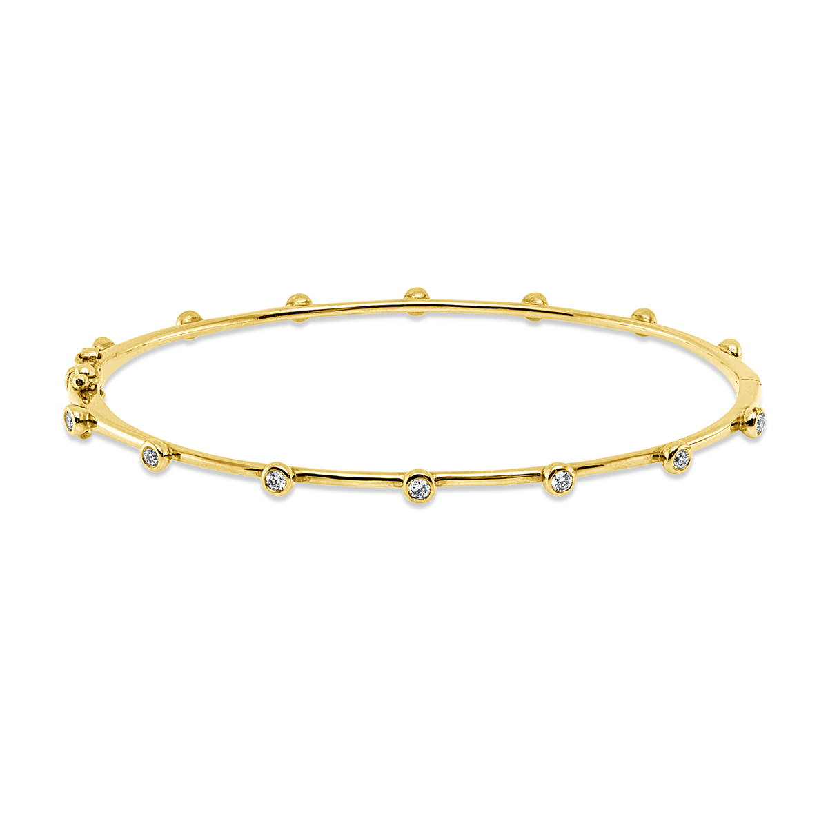 diamond full cut modern woman bangle in yellow gold