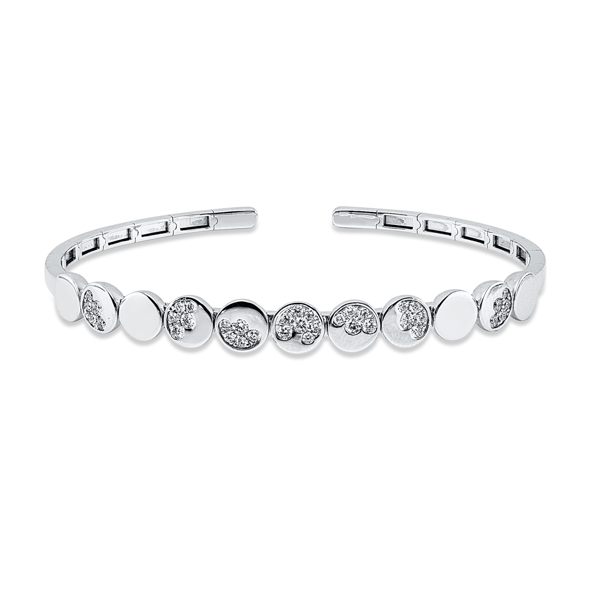 diamond full cut modern woman bangle in white gold