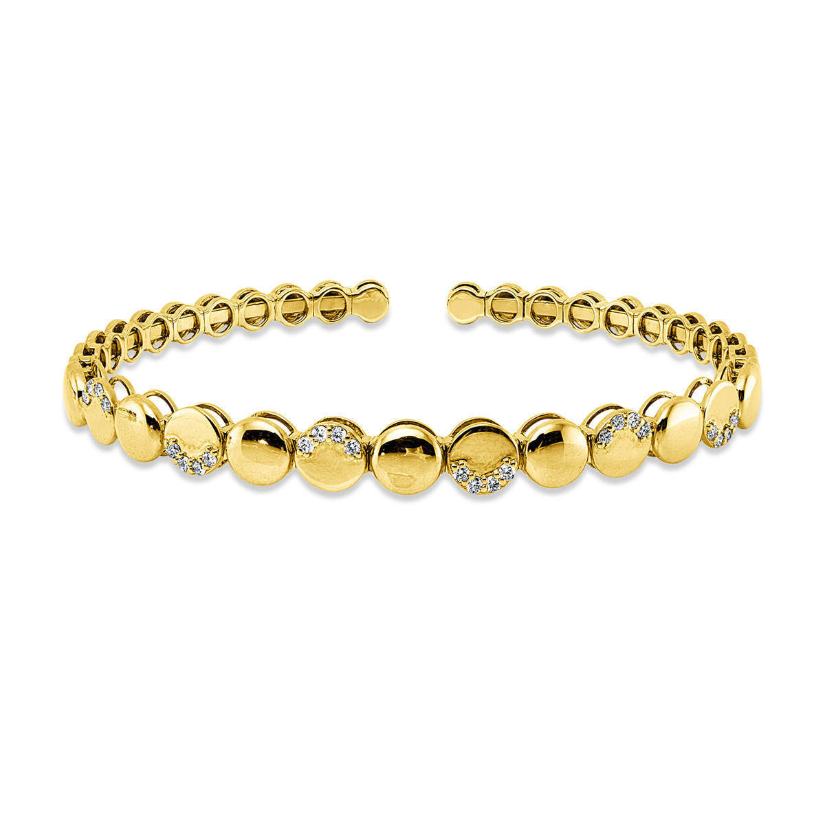 diamond full cut modern woman bangle in yellow gold