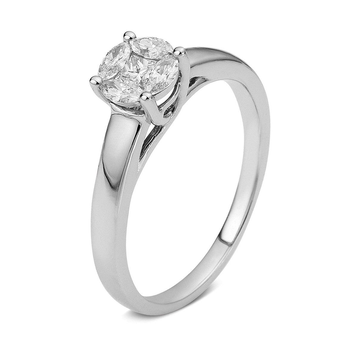 princess  illusion classic ring in white gold