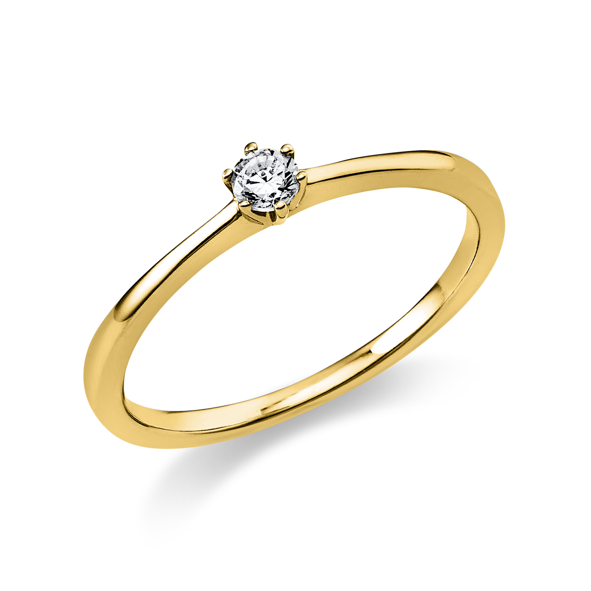 diamond full cut  solitaire ring in yellow gold