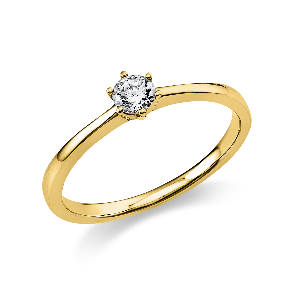 diamond full cut  solitaire ring in yellow gold