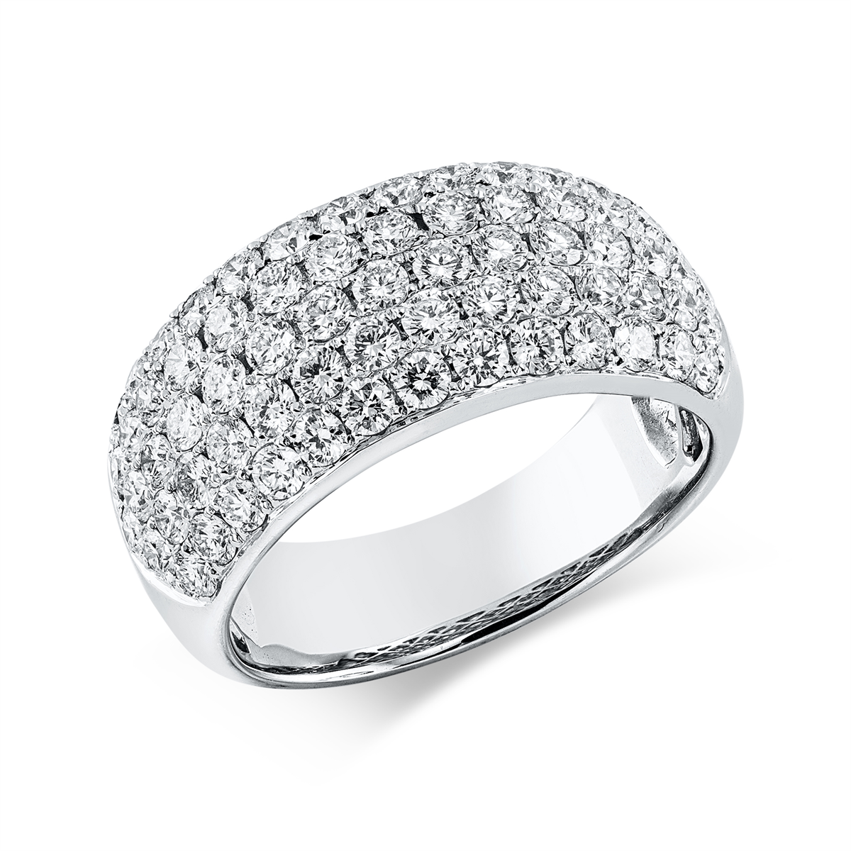 diamond full cut  pavé ring in white gold