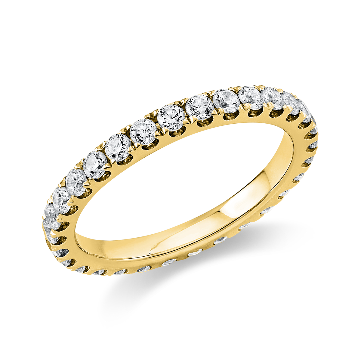 diamond full cut  eternity full ring in yellow gold