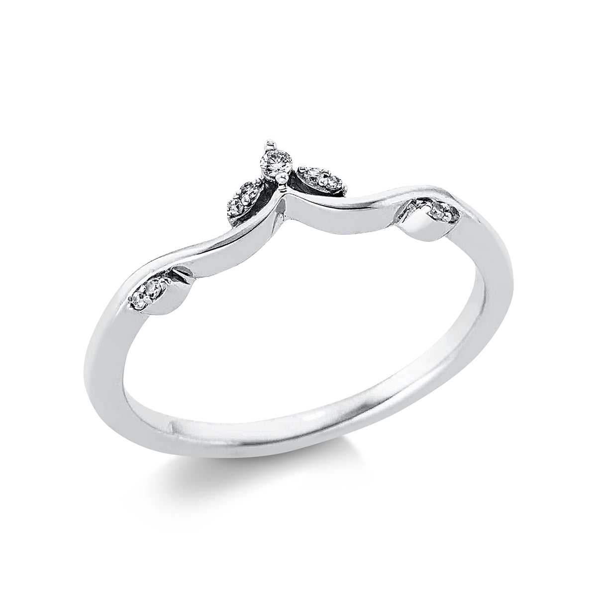 diamond full cut  modern woman ring in white gold