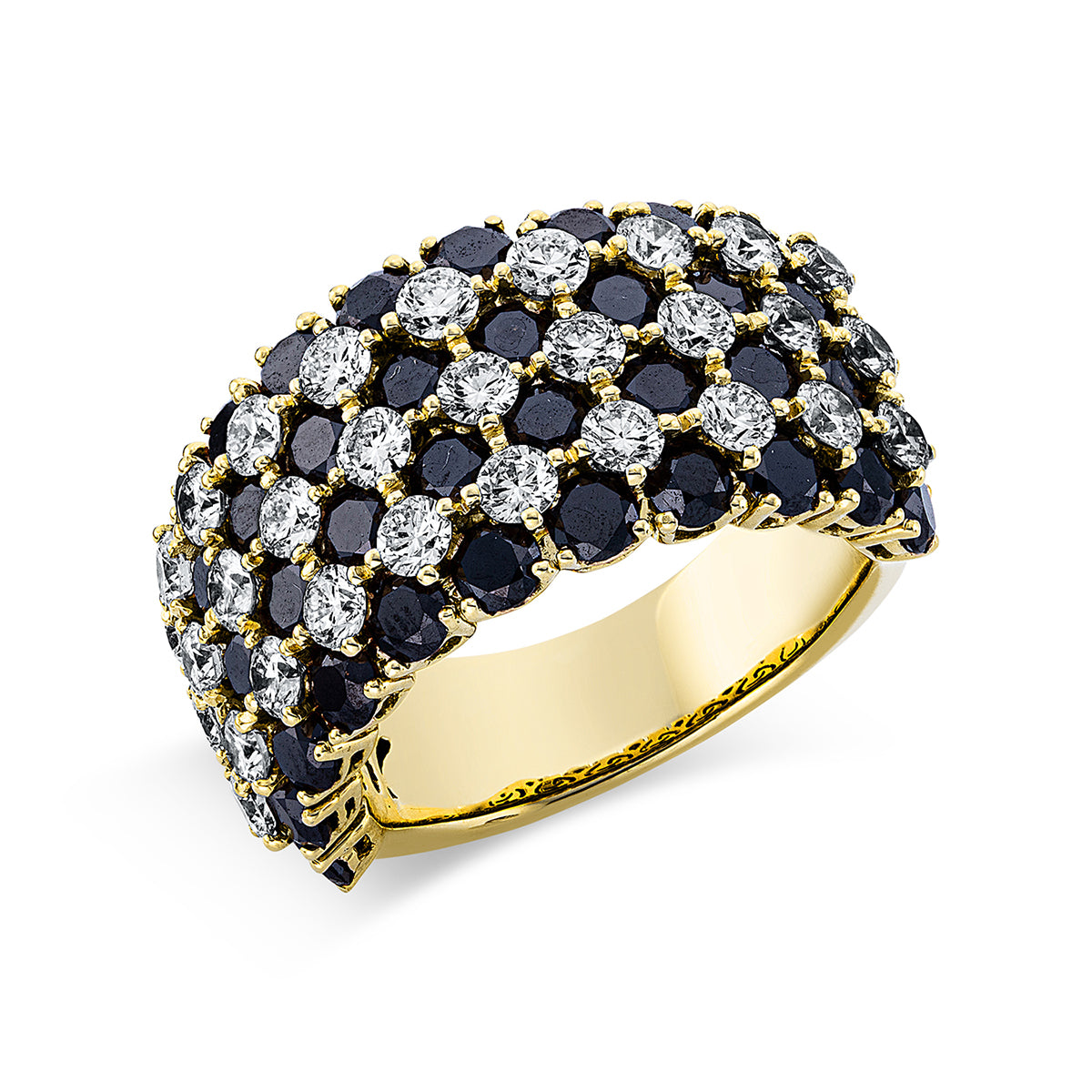diamond full cut  fancy colored diamond ring in yellow gold