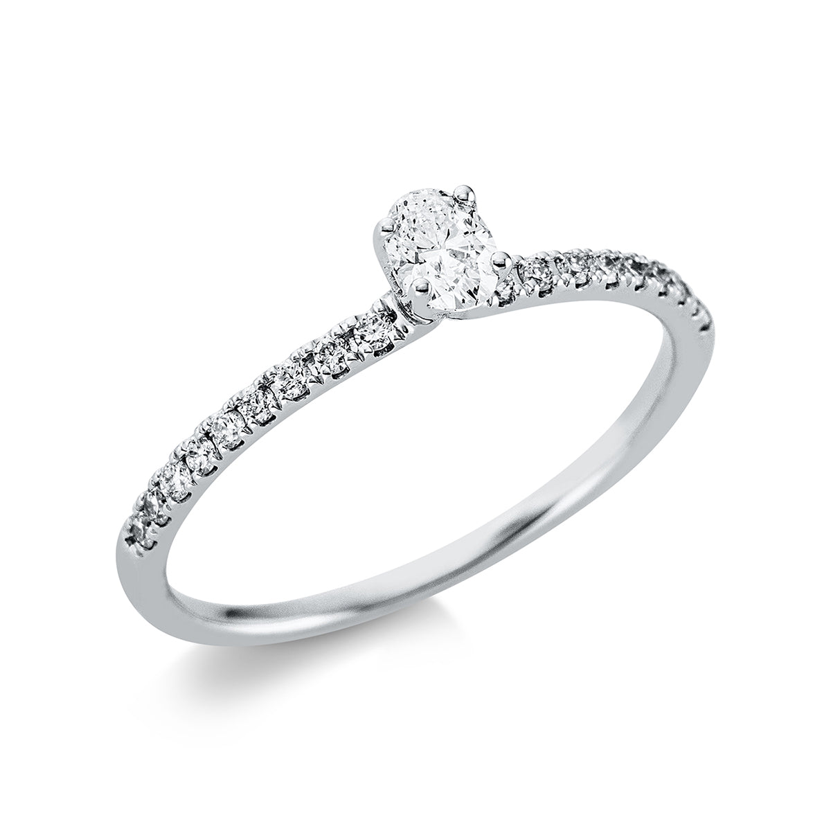 diamond full cut  solitaire with accent stones ring in white gold