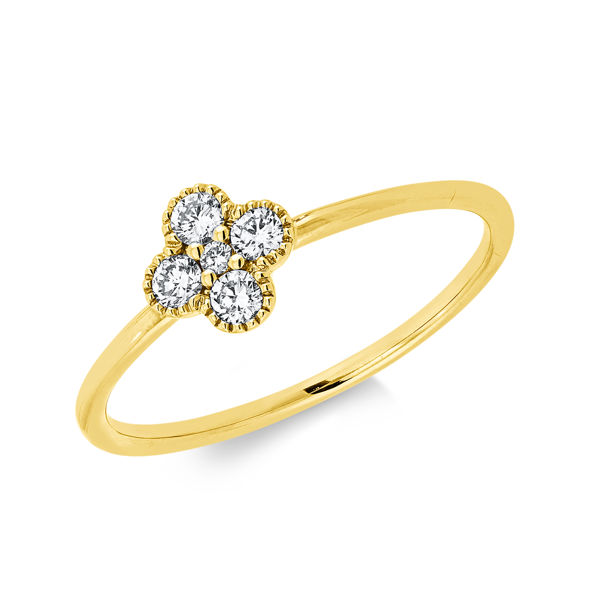 diamond full cut  modern woman ring in yellow gold