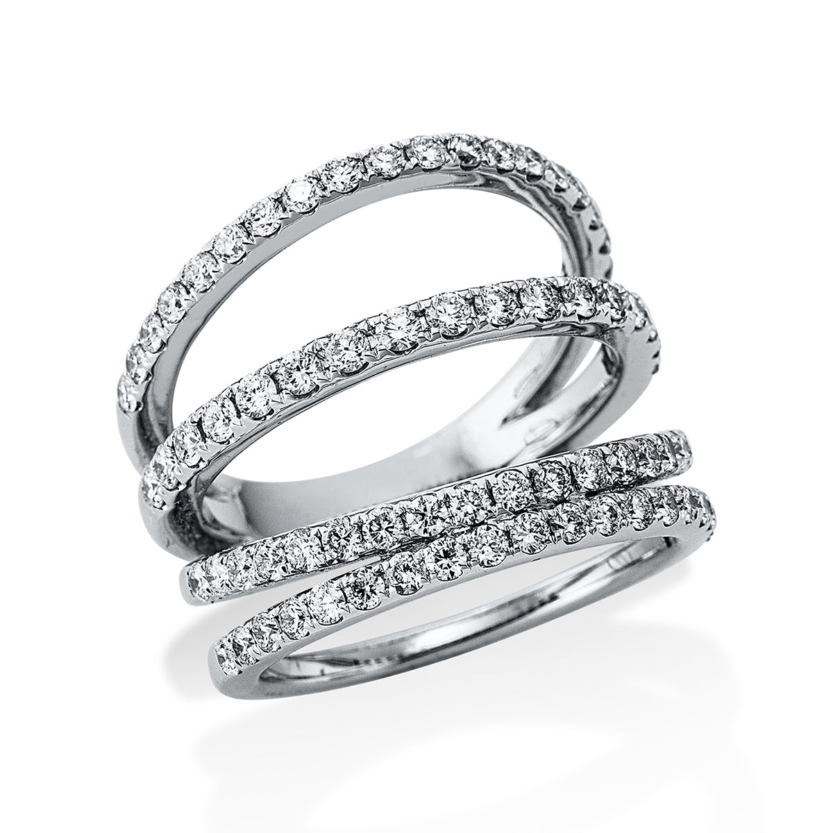 diamond full cut  multi-stone ring in white gold