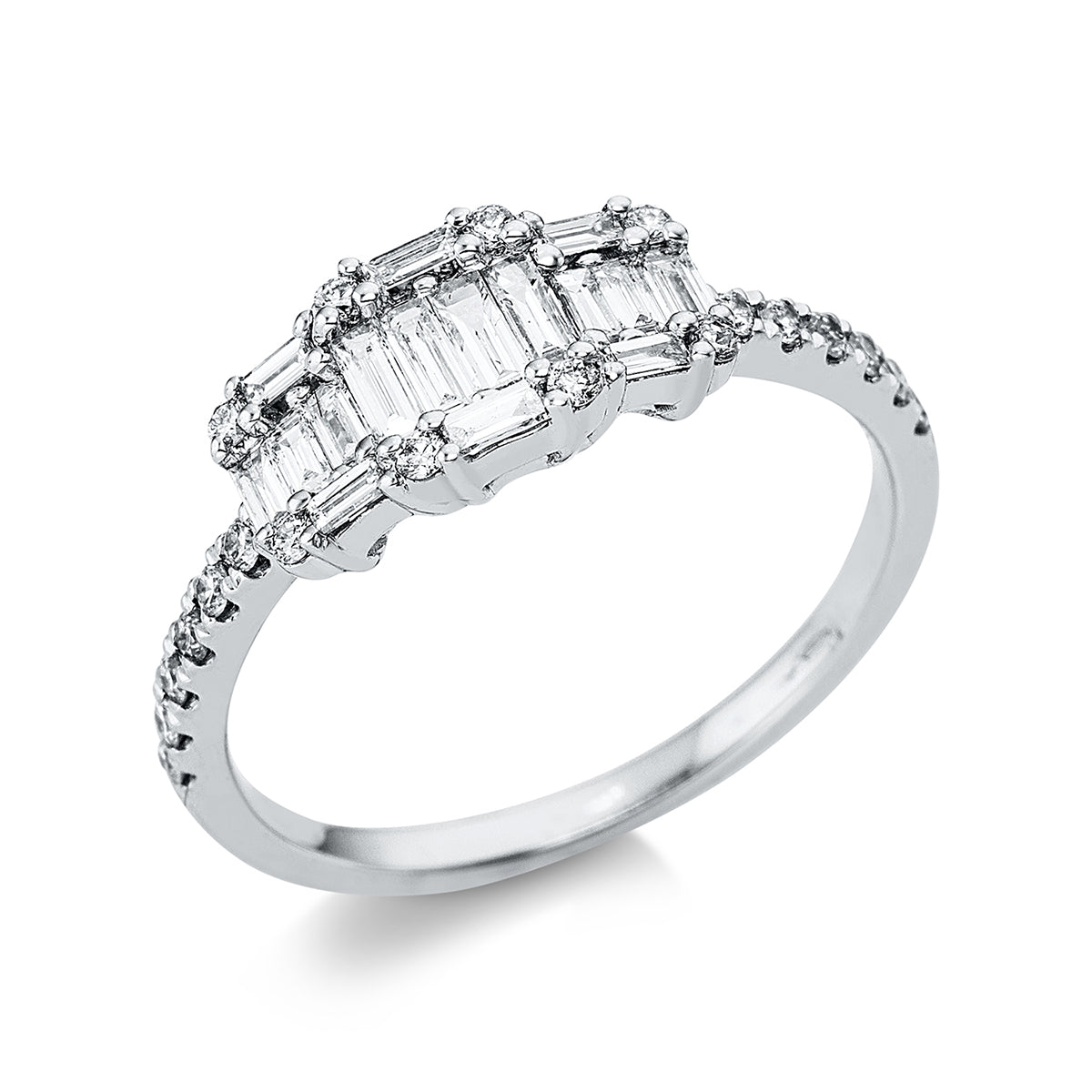 diamond full cut  multi-stone ring in white gold