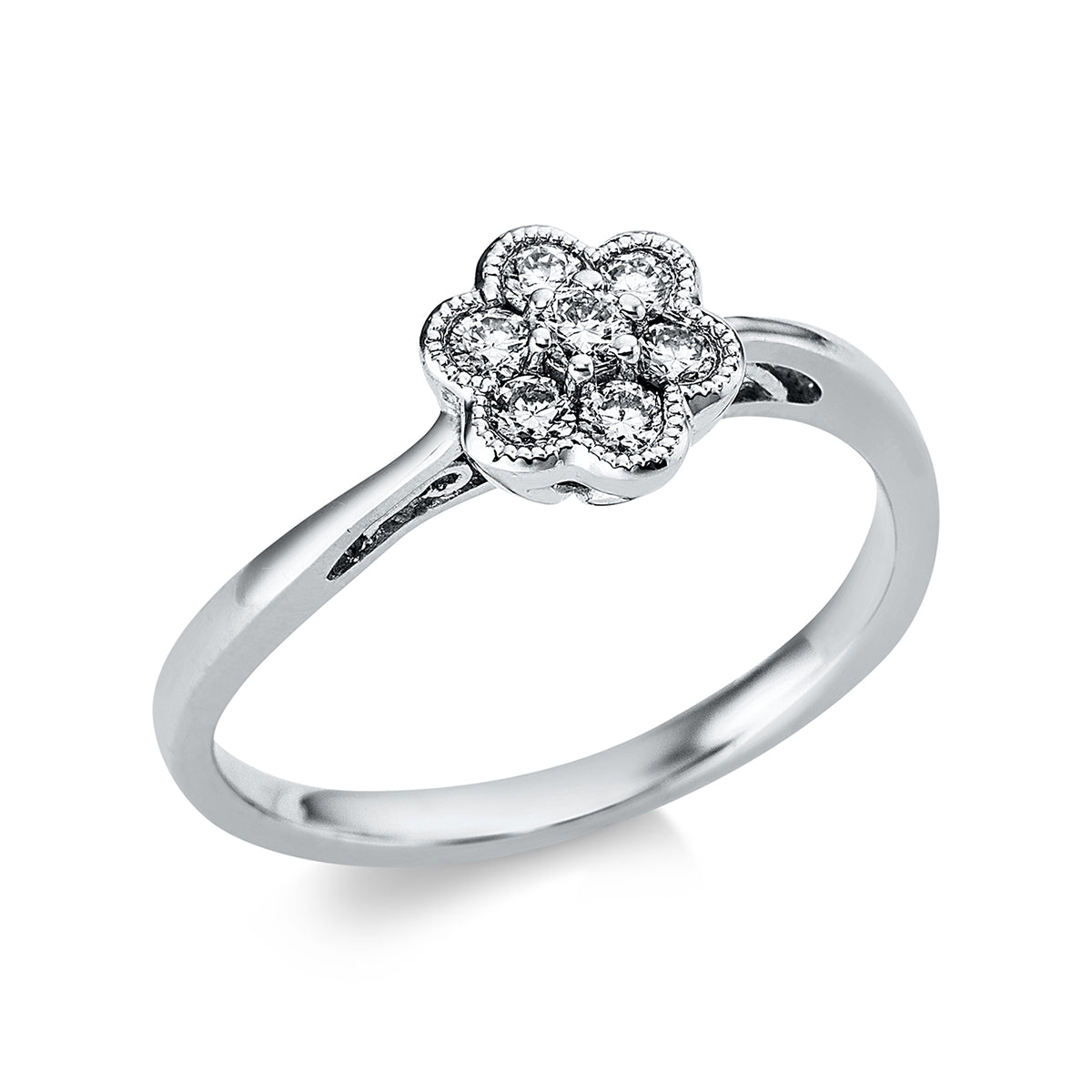diamond full cut  illusion classic ring in white gold