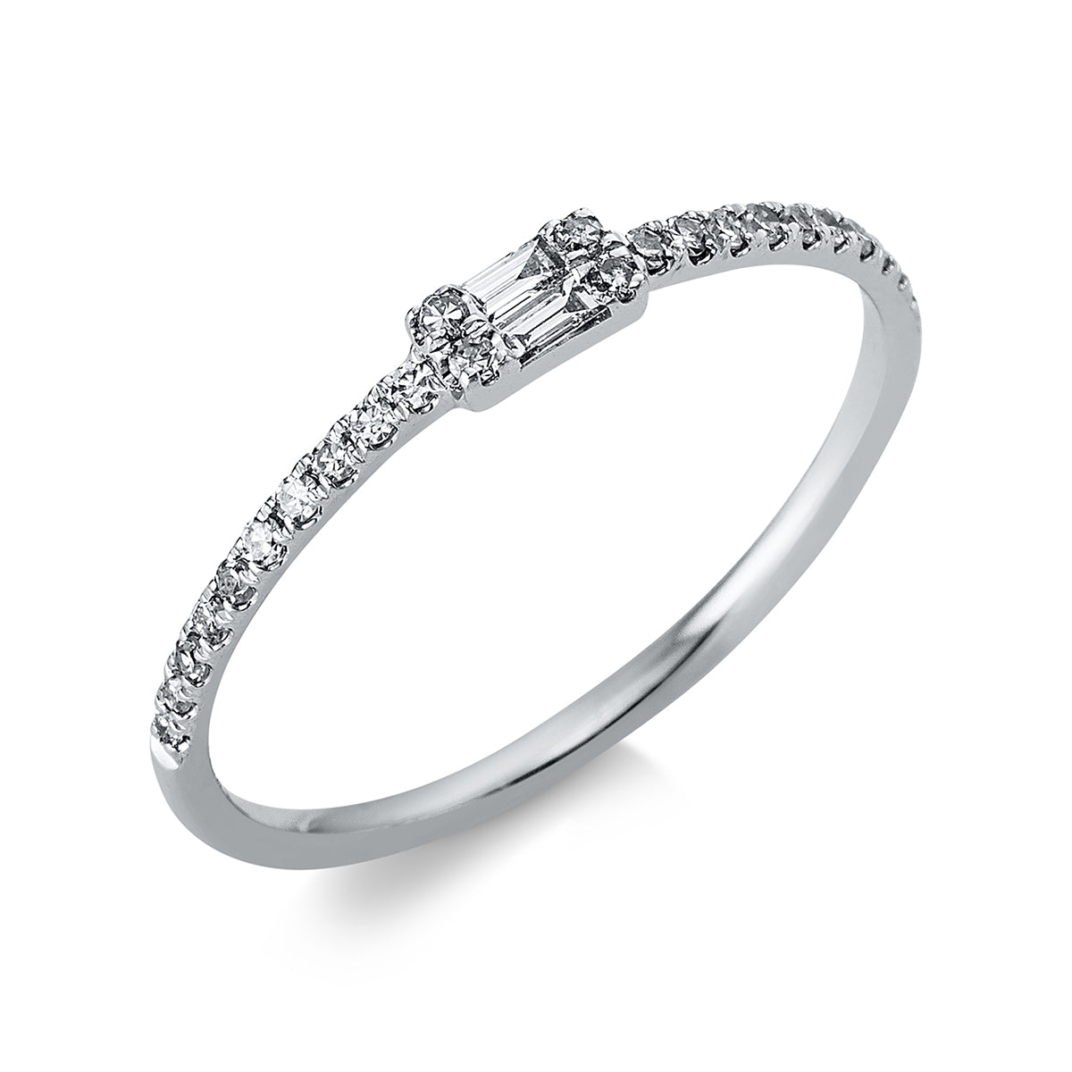 diamond single cut  modern woman ring in white gold