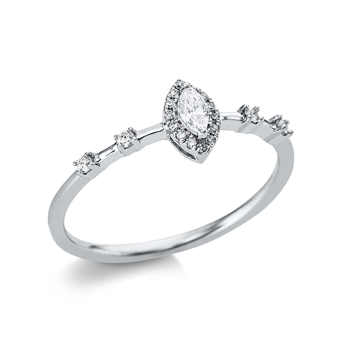 diamond single cut  modern woman ring in white gold