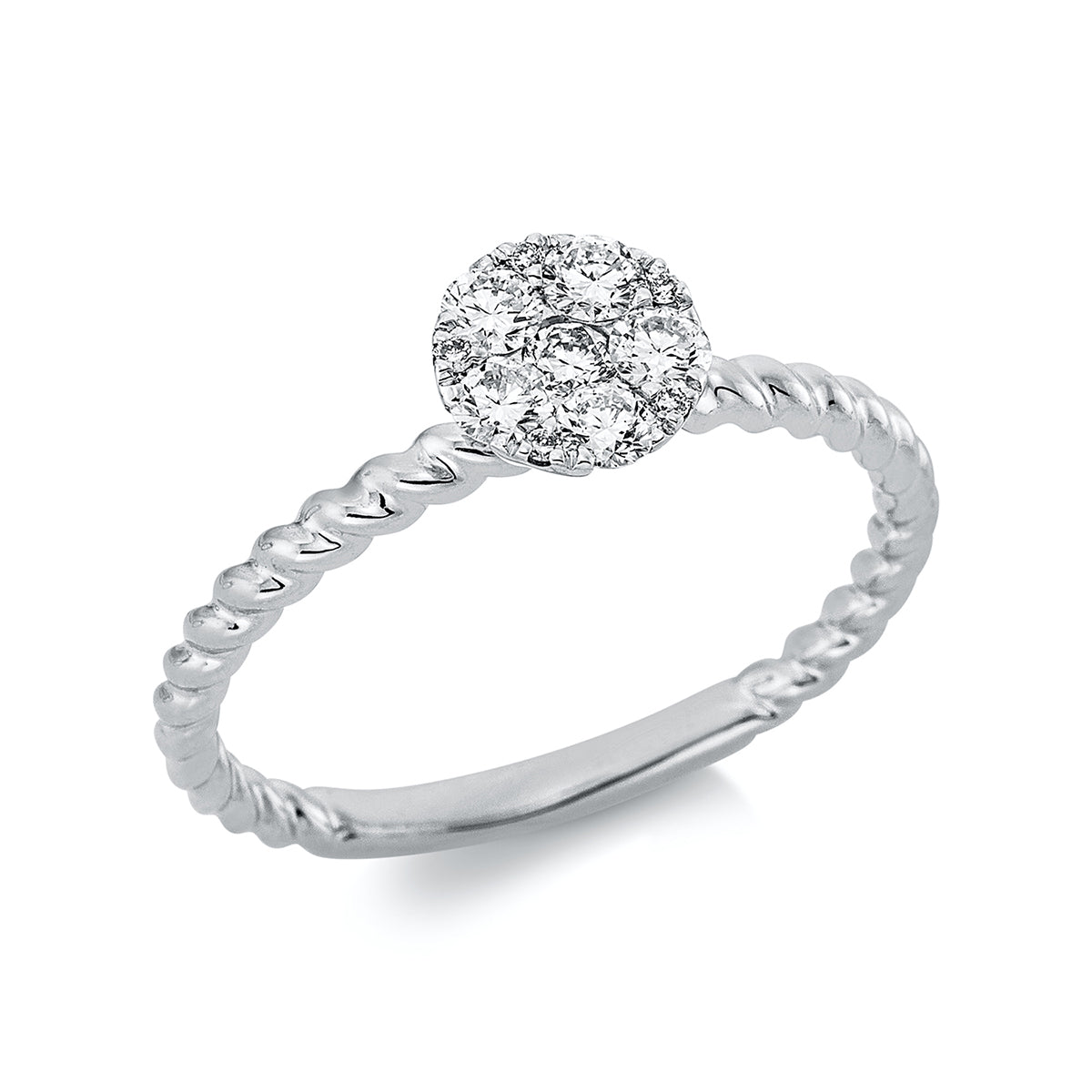 diamond full cut  illusion classic ring in white gold