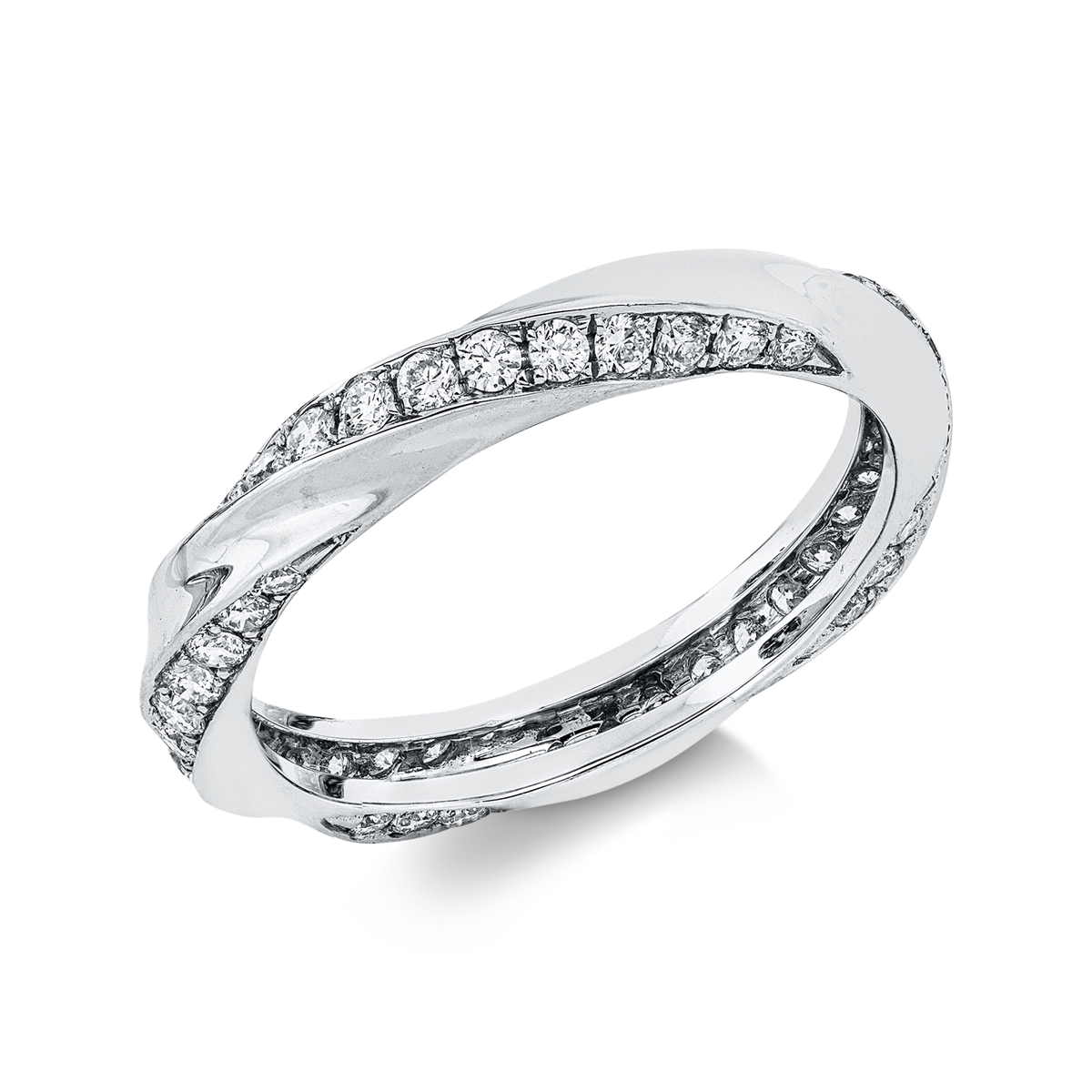 diamond full cut  modern woman ring in white gold