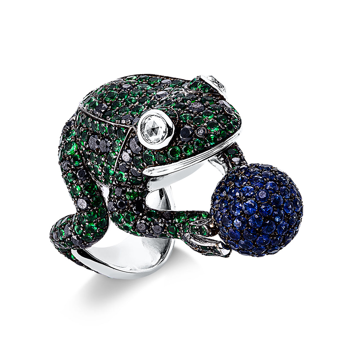 diamond full cut color stones colored stone classic ring in white gold