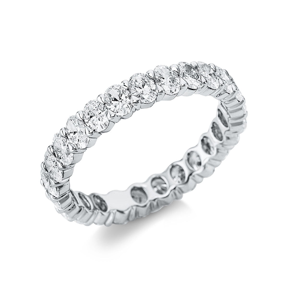 oval  eternity full ring in white gold