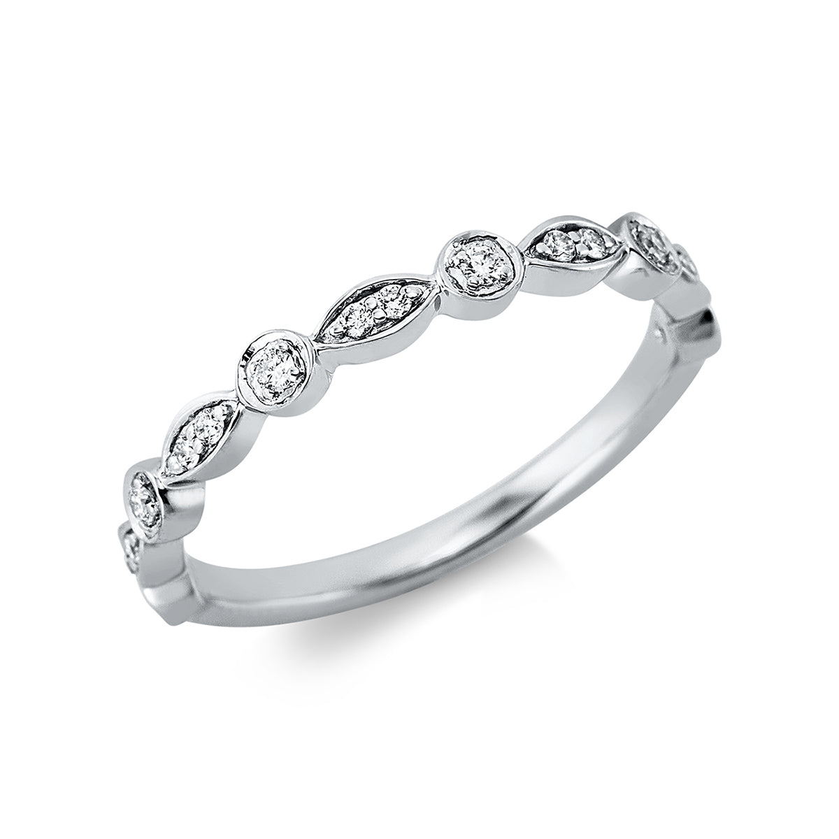 diamond full cut  modern woman ring in white gold