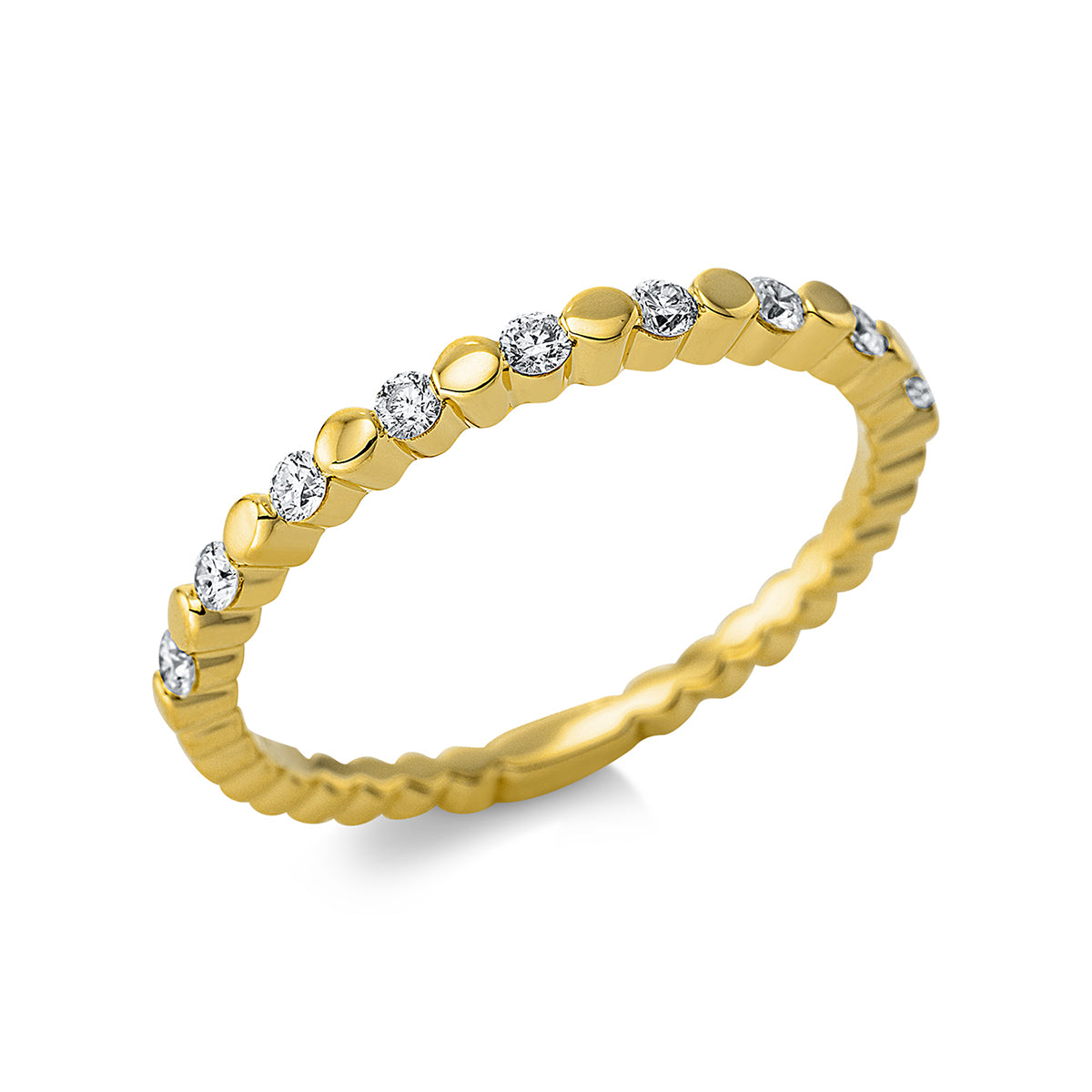 diamond full cut  modern woman ring in yellow gold