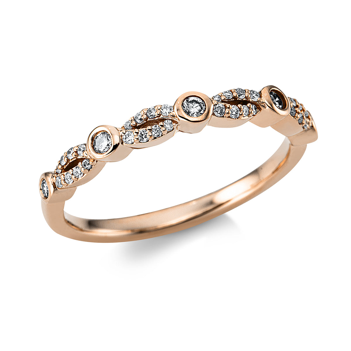 diamond full cut  modern woman ring in red gold