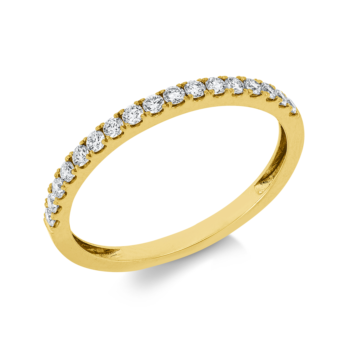 diamond full cut  eternity half ring in yellow gold