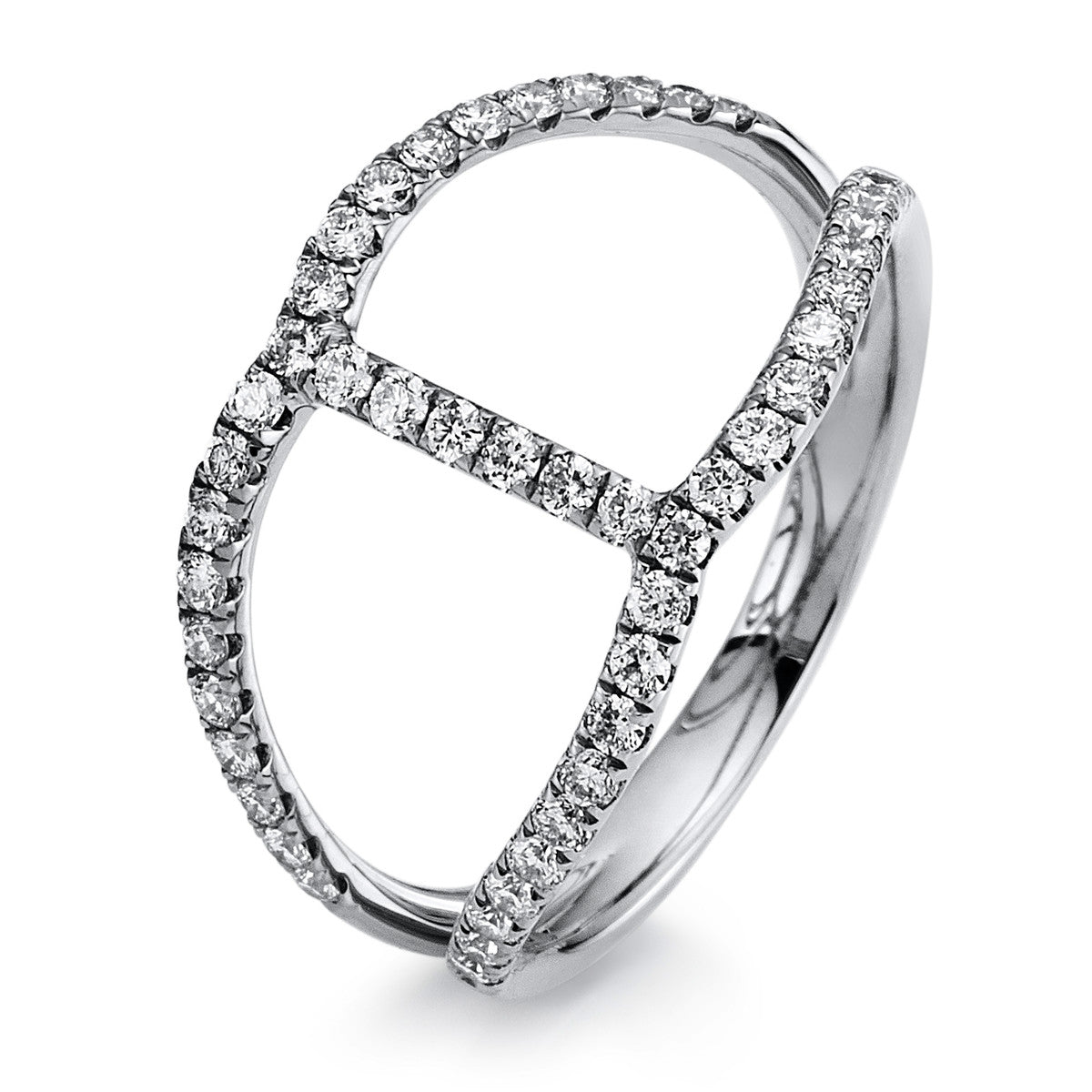 diamond full cut  modern woman ring in white gold
