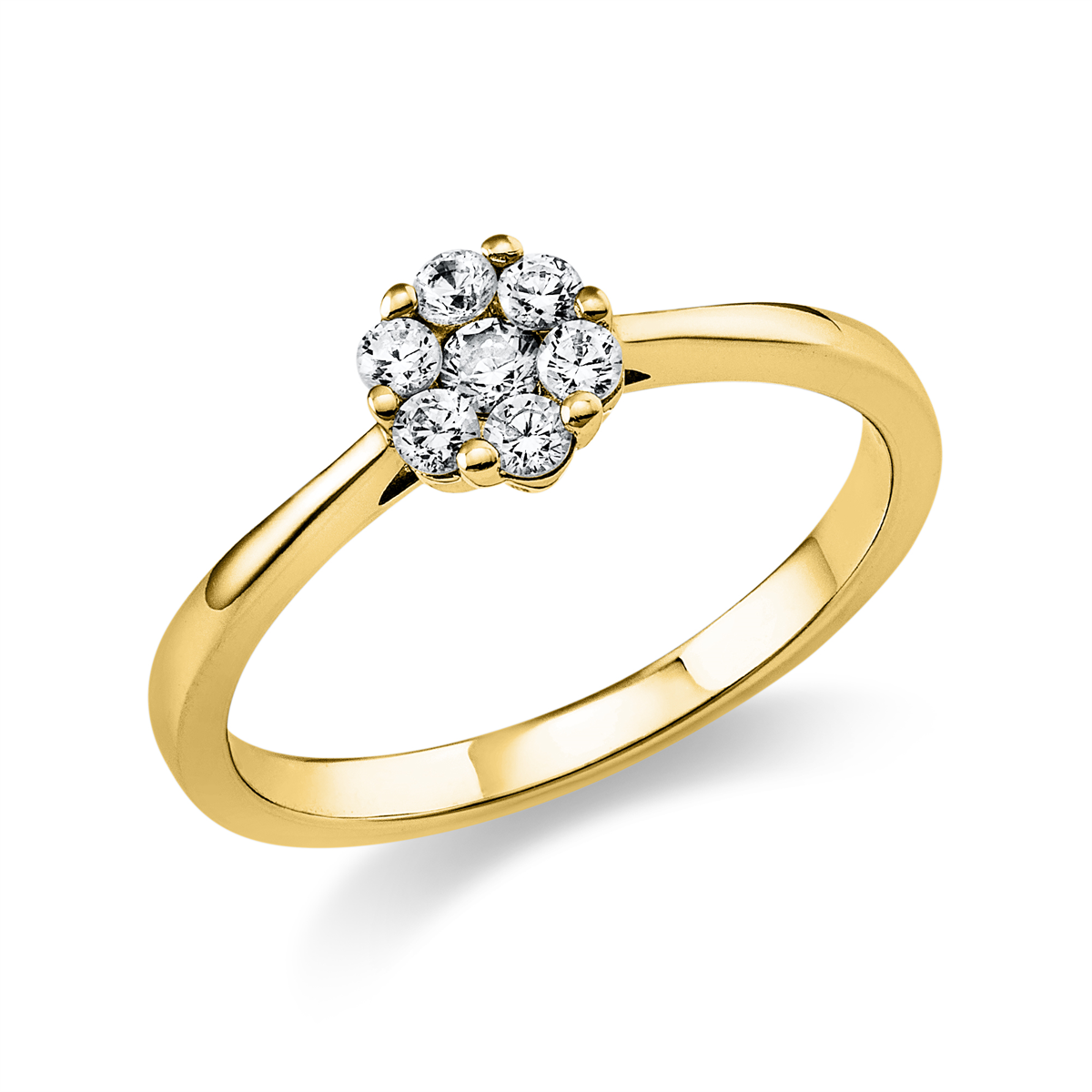 diamond full cut  illusion classic ring in yellow gold