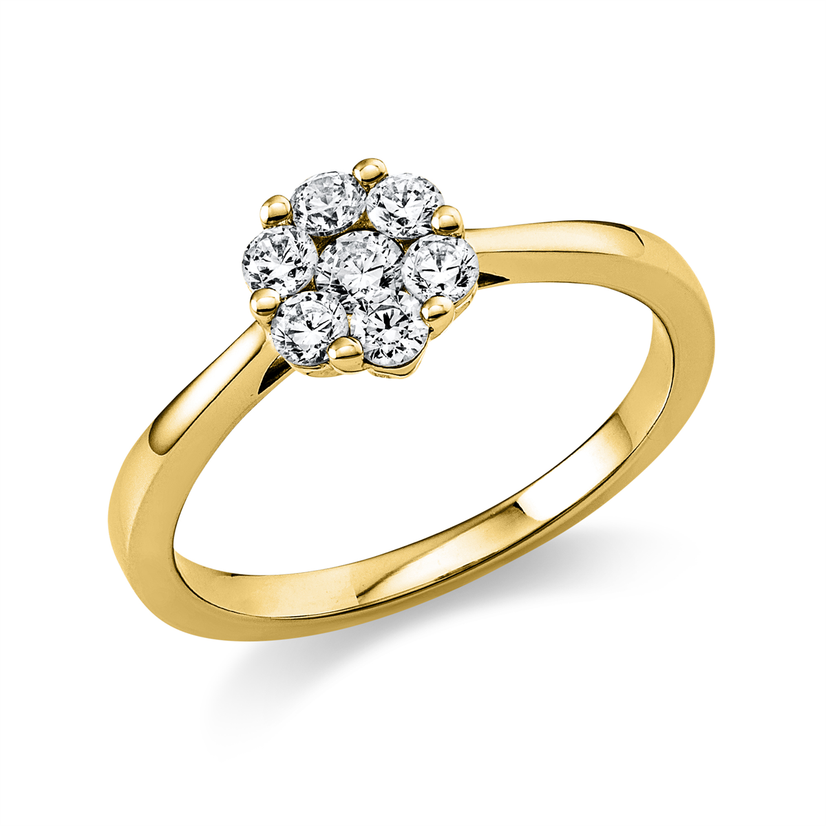 diamond full cut  illusion classic ring in yellow gold