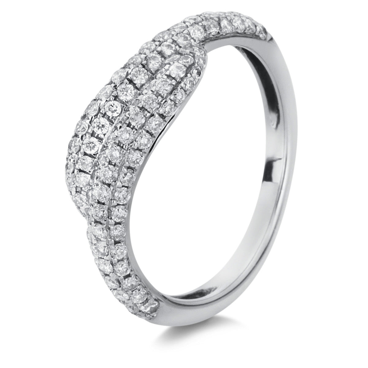 diamond full cut  pavé ring in white gold