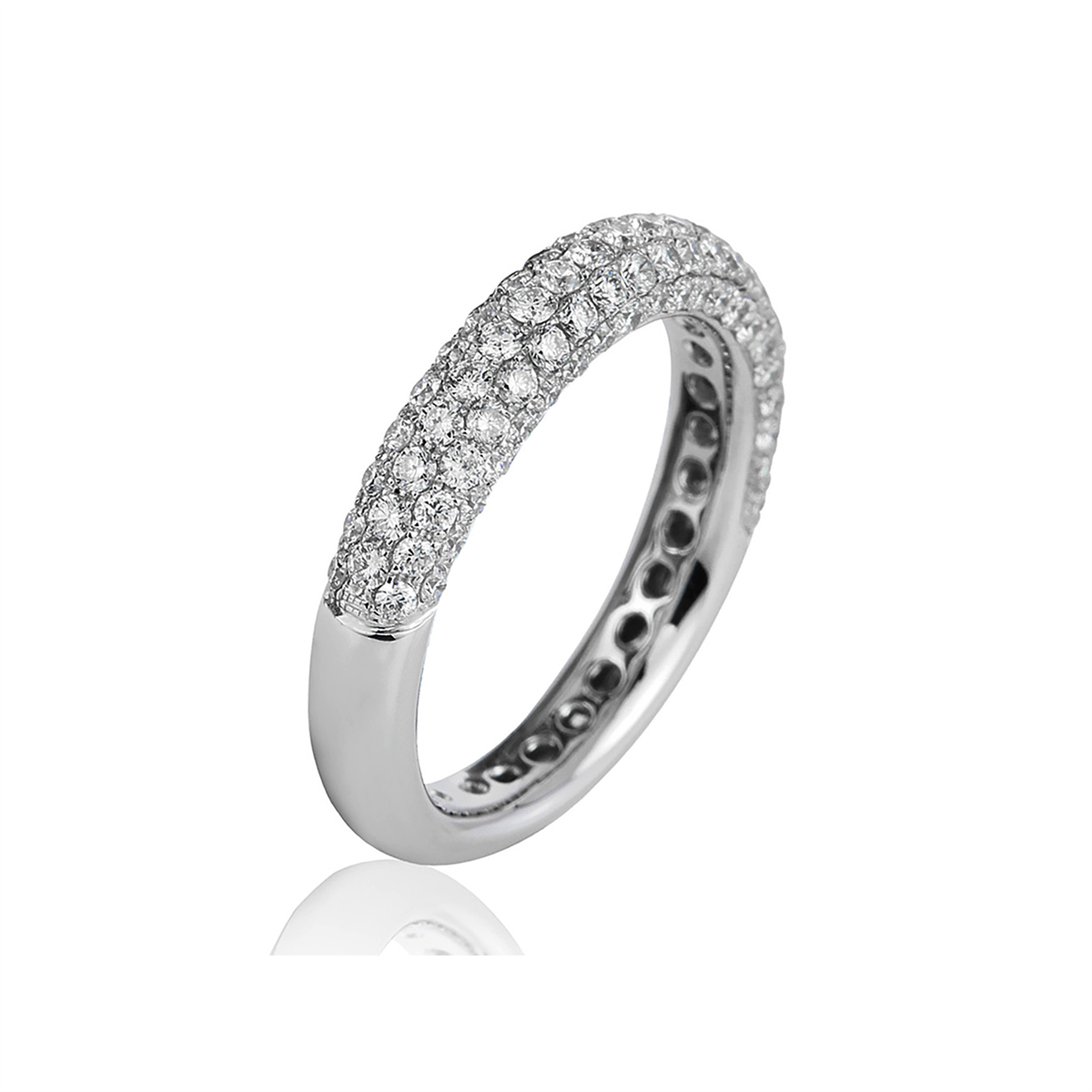 diamond full cut  pavé ring in white gold