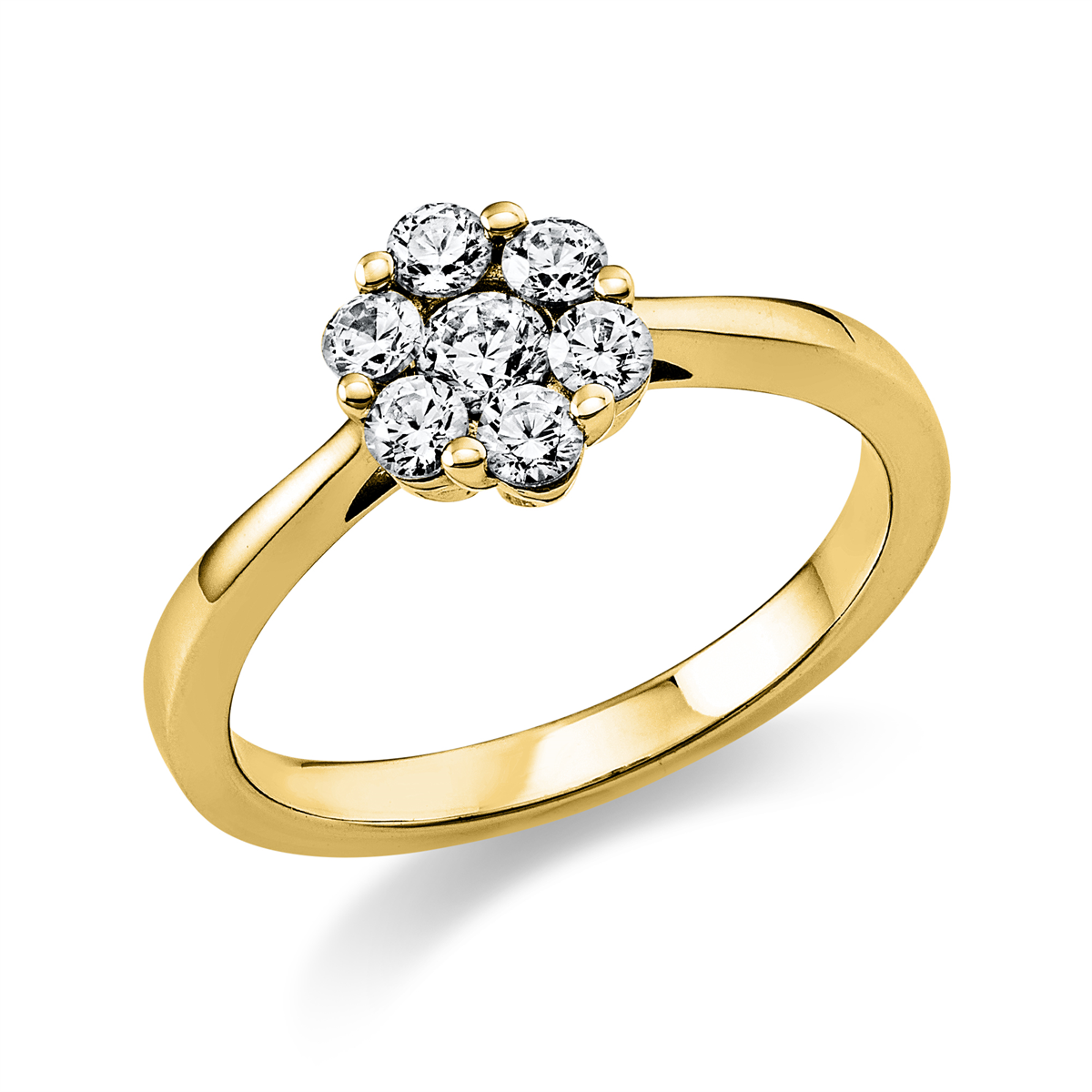 diamond full cut  illusion classic ring in yellow gold