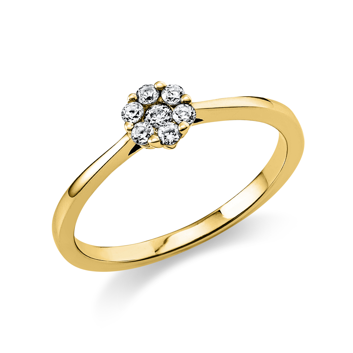 diamond full cut  illusion classic ring in yellow gold