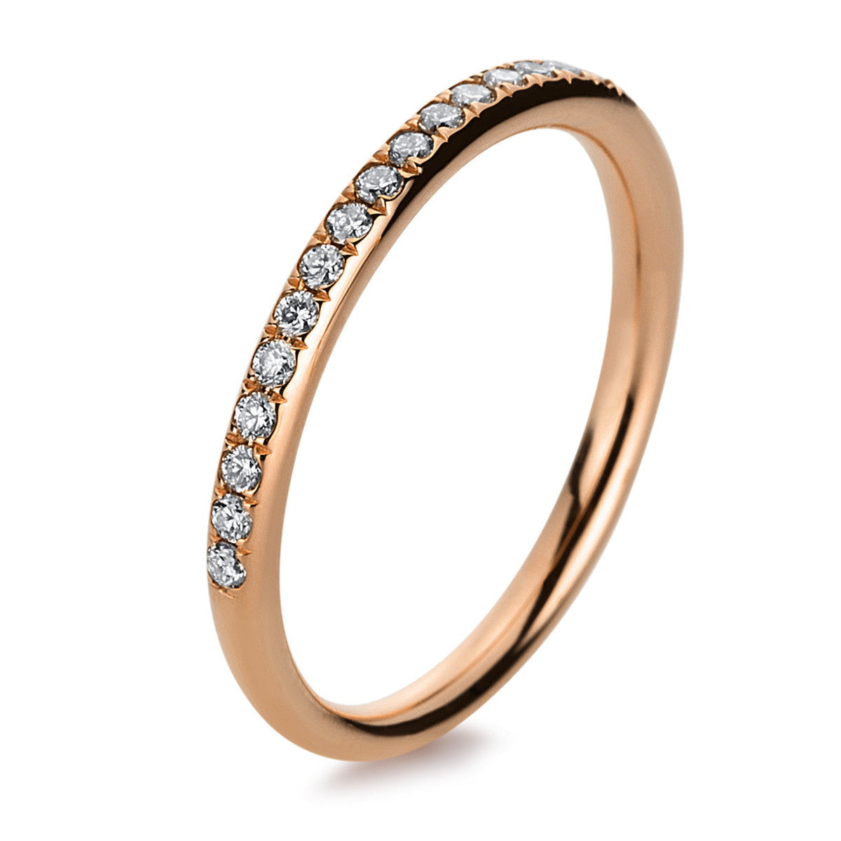 diamond full cut  eternity half ring in red gold