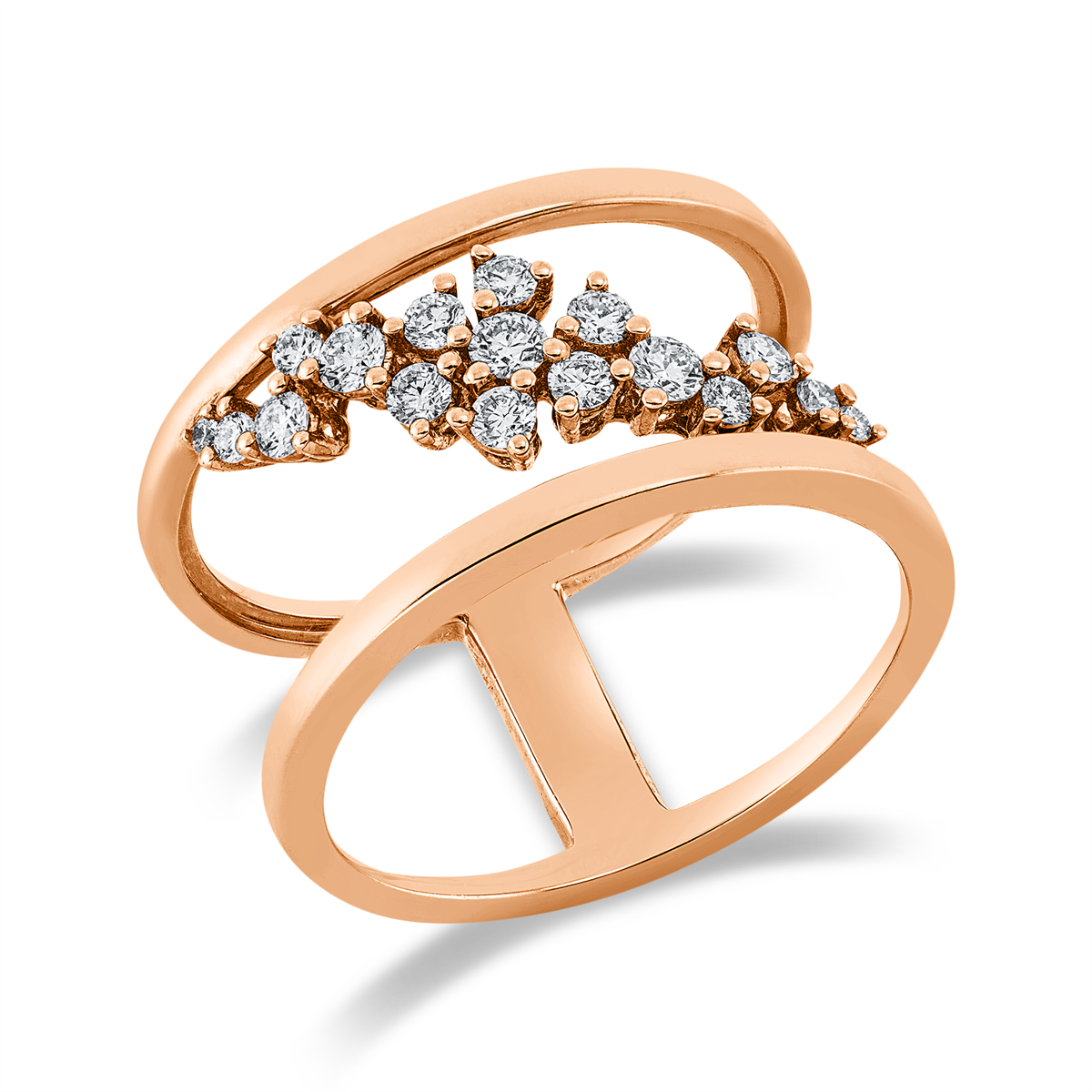 diamond full cut  modern woman ring in red gold