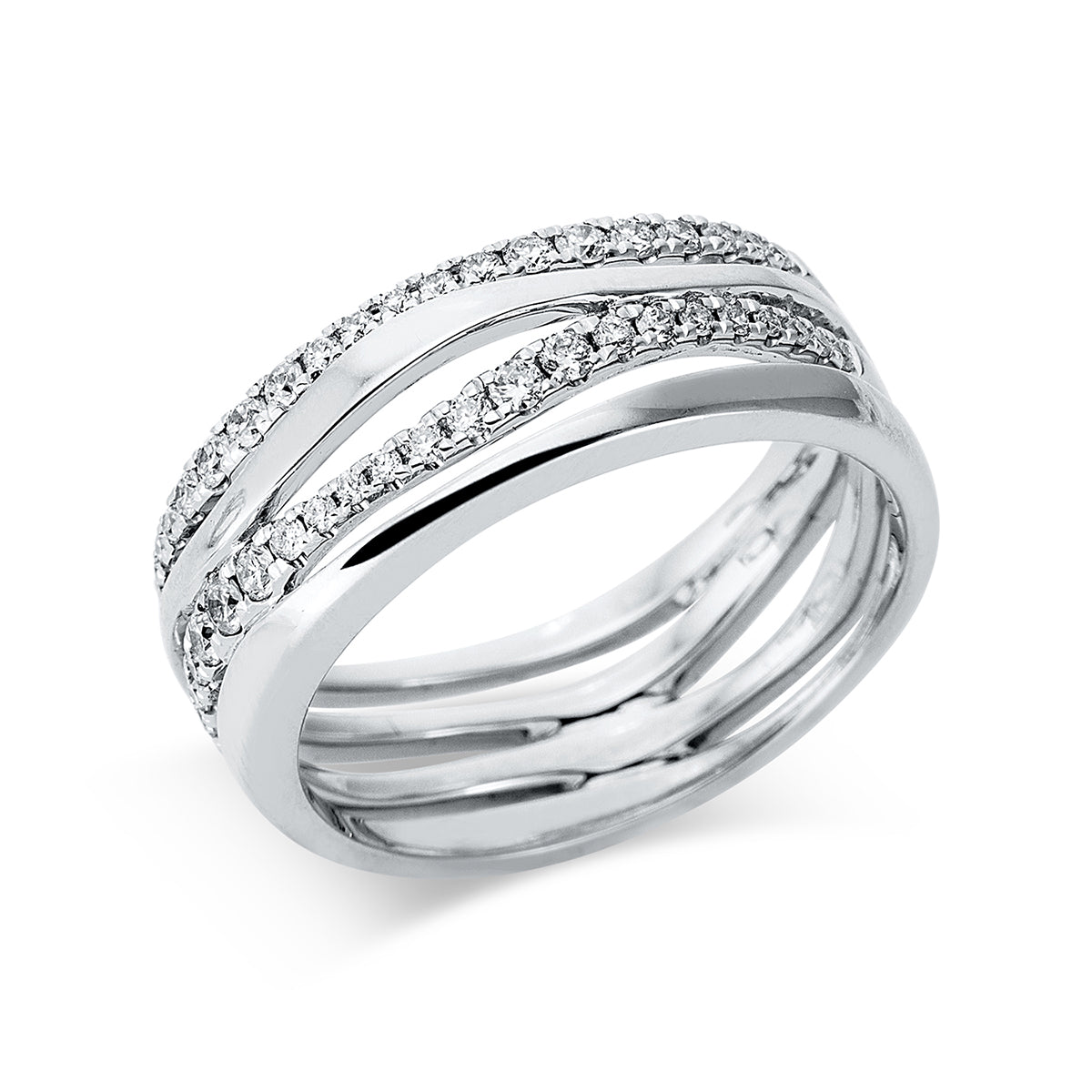 diamond full cut  modern woman ring in white gold