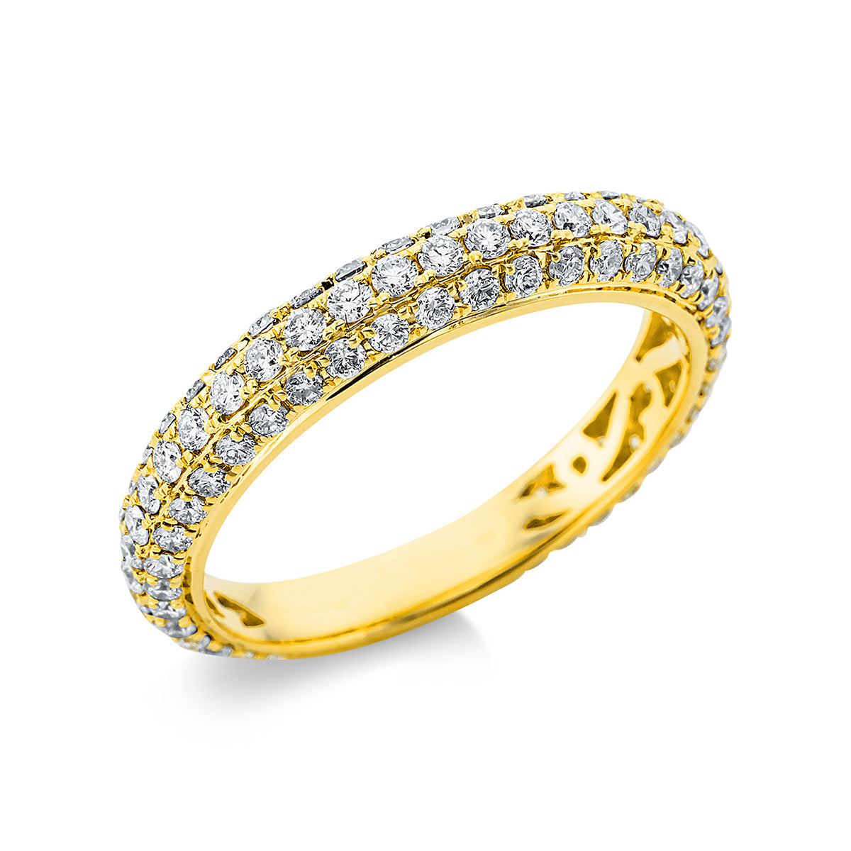 diamond full cut  pavé ring in yellow gold