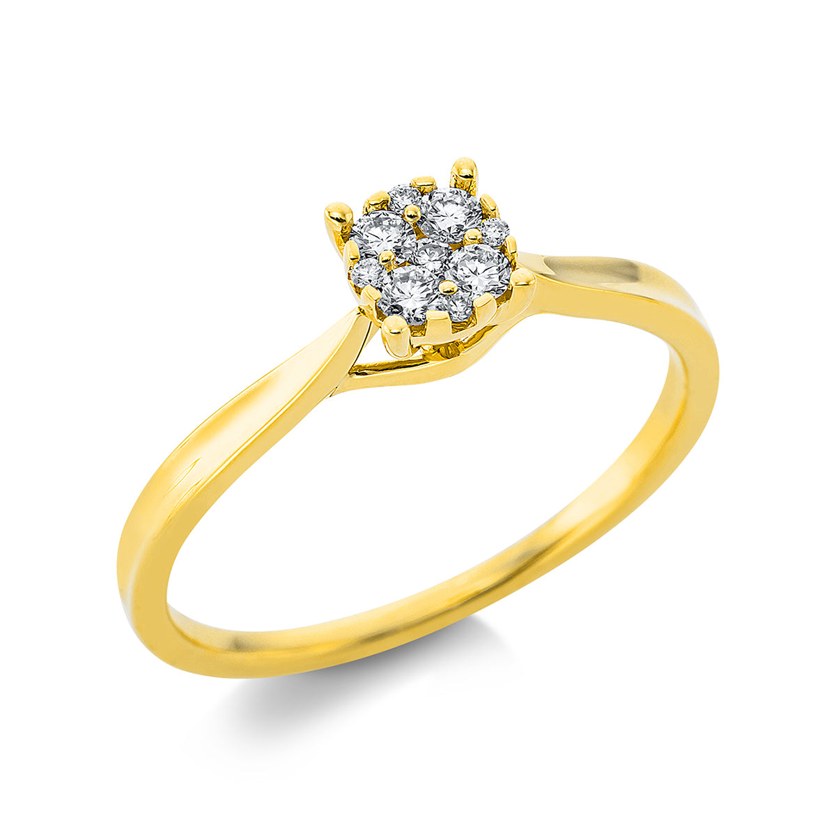 diamond full cut  illusion classic ring in yellow gold