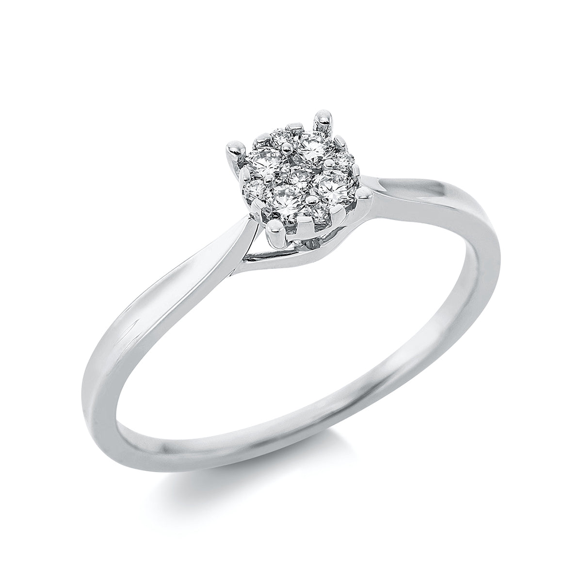 diamond full cut  illusion classic ring in white gold