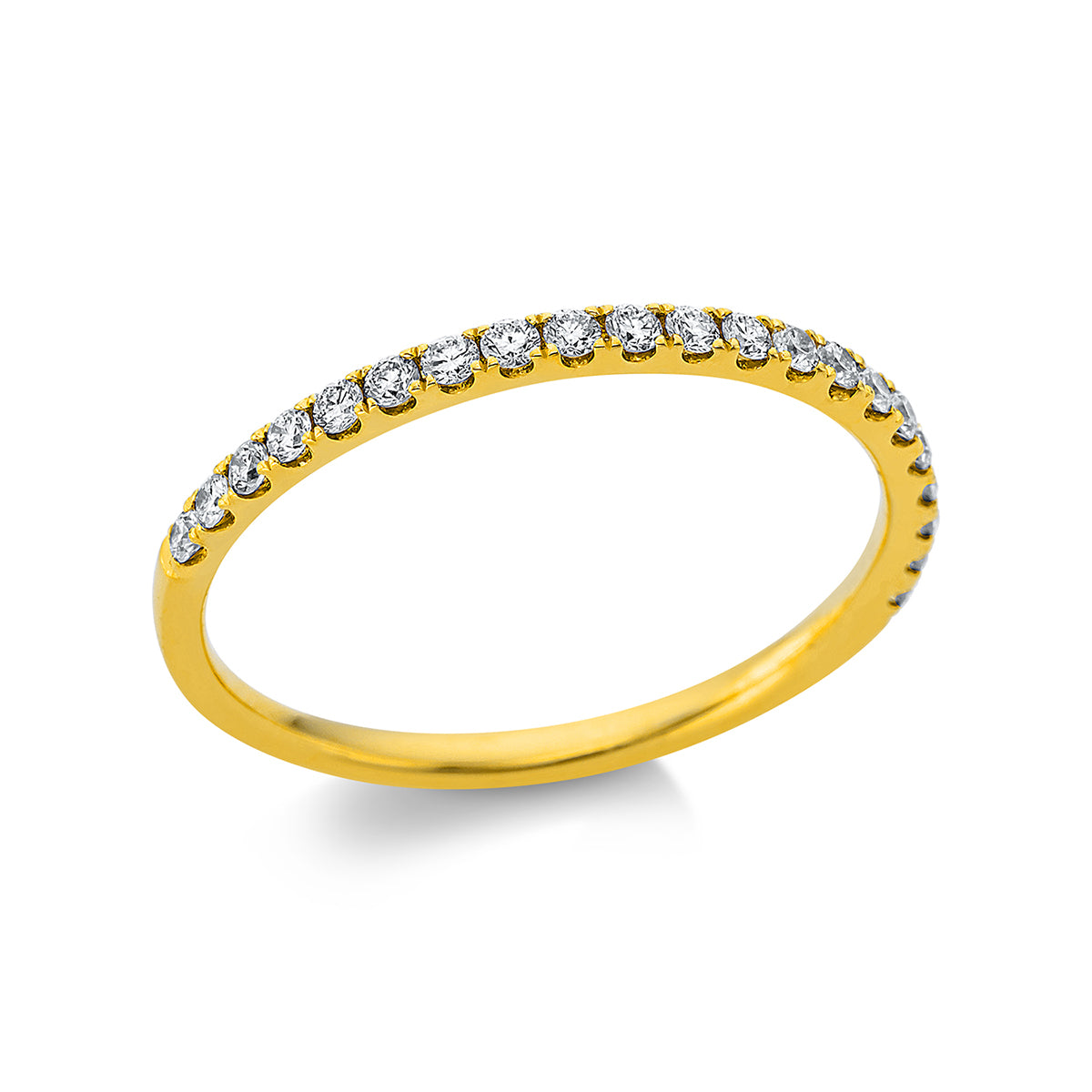 diamond full cut  eternity half ring in yellow gold