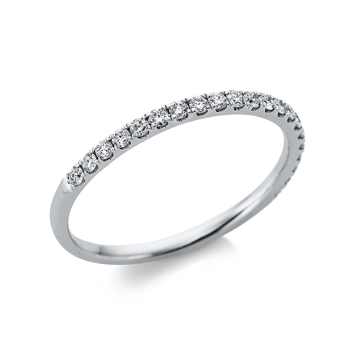 diamond full cut  eternity half ring in white gold