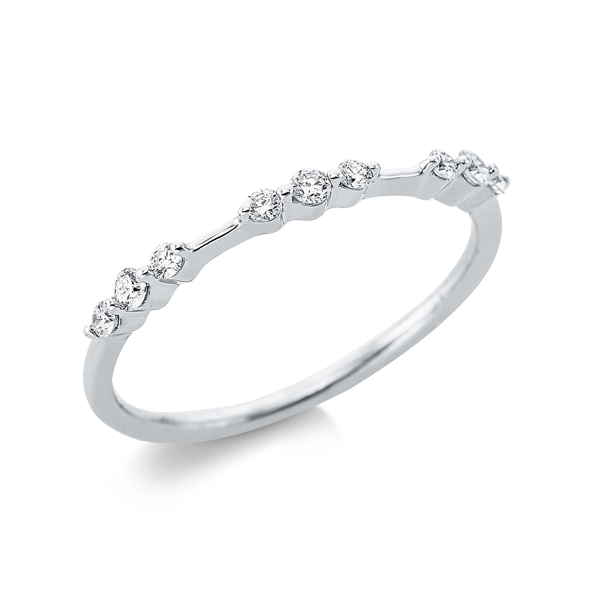 diamond full cut  modern woman ring in white gold