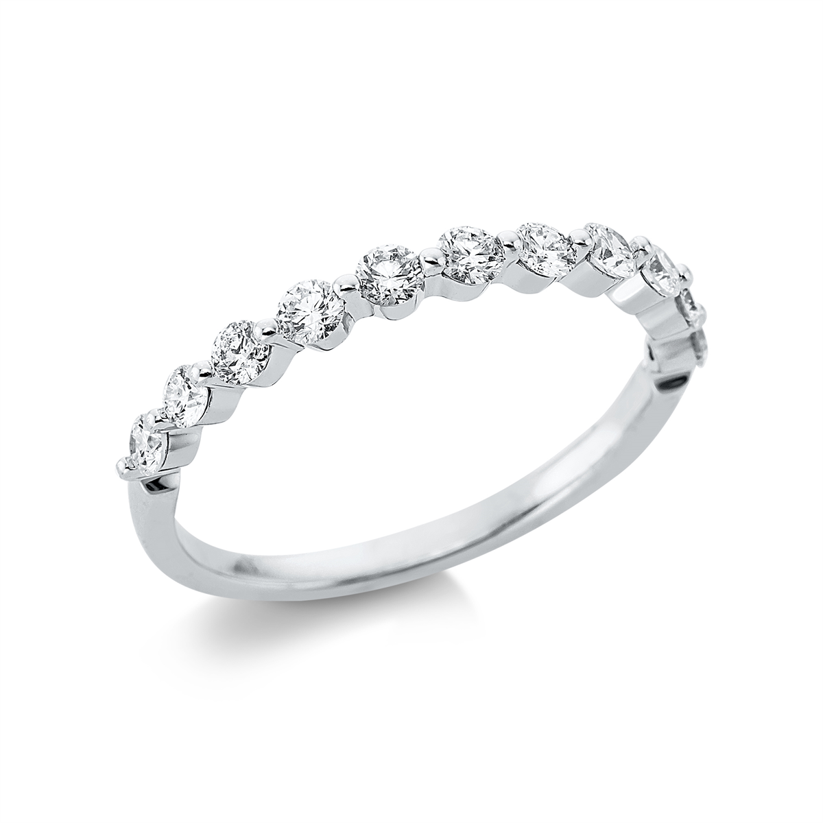 diamond full cut  modern woman ring in white gold