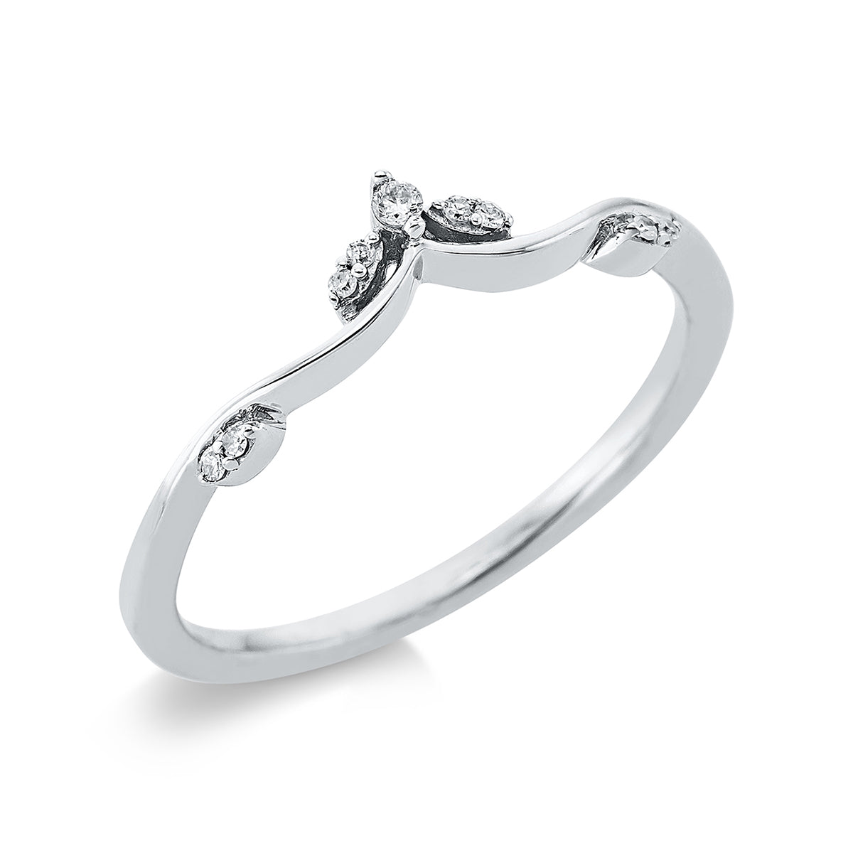 diamond single cut  modern woman ring in white gold